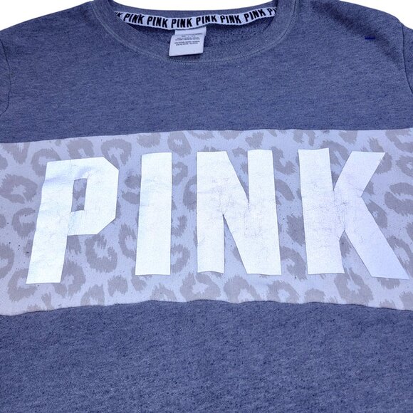 Victoria’s Secret PINK Leopard Print gray/white reflective Block Sweatshirt - Picture 4 of 6